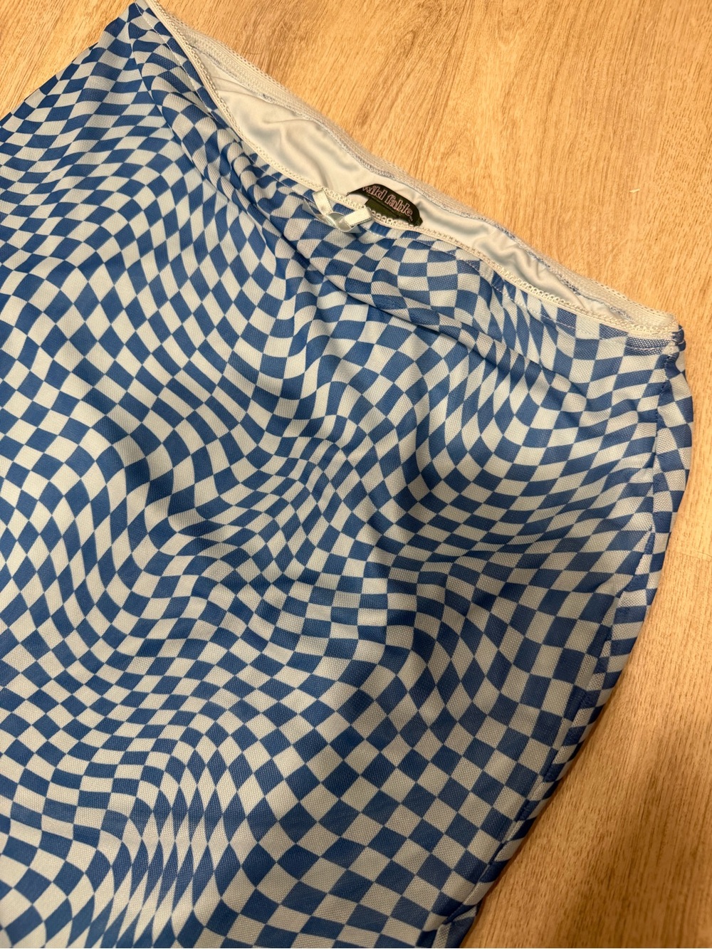 wild fable Blue and White Wavy Check Skirt